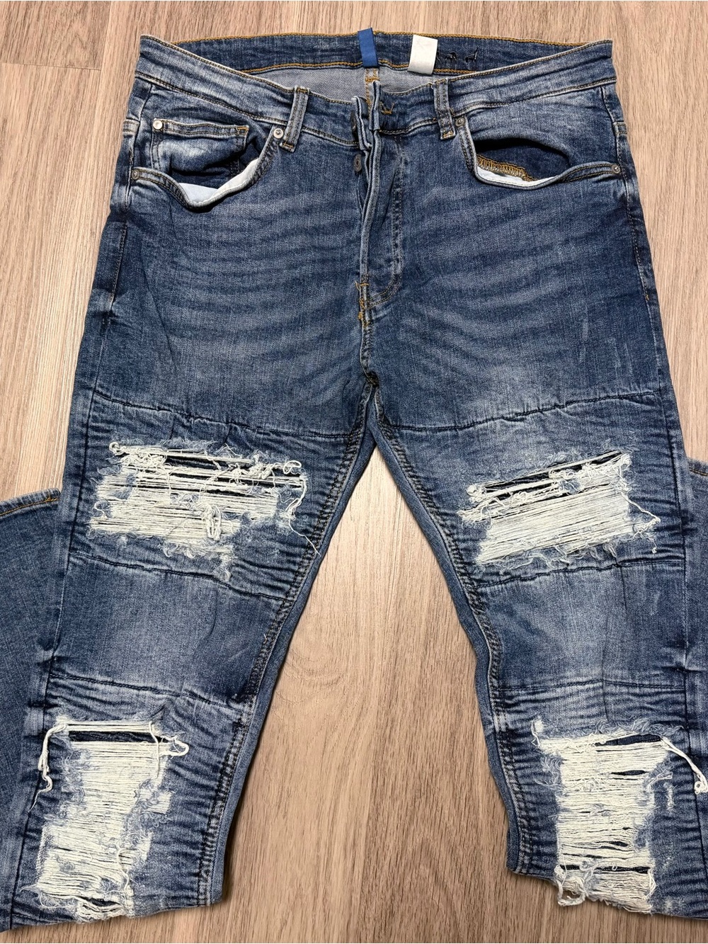 H&M Divided Men’s Skinny Distressed Biker Moto Jeans 34x34